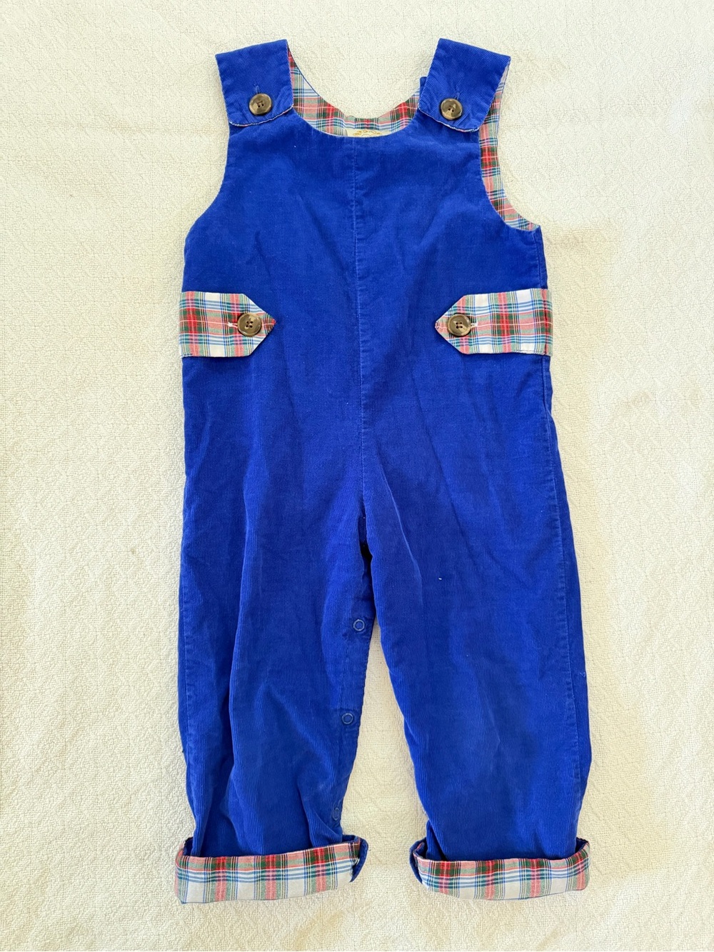 The Beaufort Bonnet Company Blue Corduroy Longall with Plaid Accents
